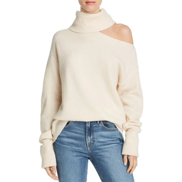 PAIGE Off-the-Shoulder Sweater in Soft Cream